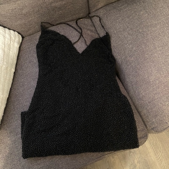 Black caviar beaded strap back dress - Picture 2 of 2